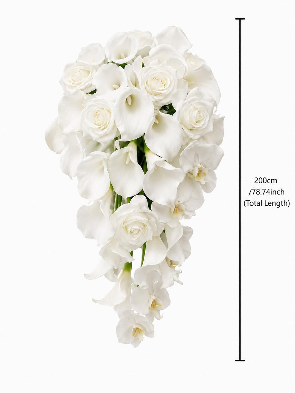 Cascading Bridal Bouquet with Orchids and Roses
