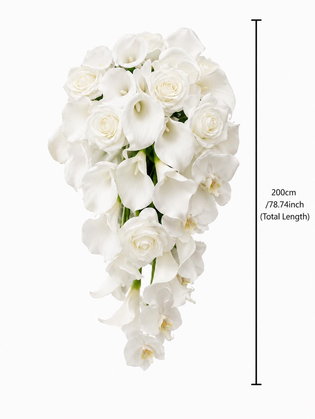 Cascading Bridal Bouquet with Orchids and Roses