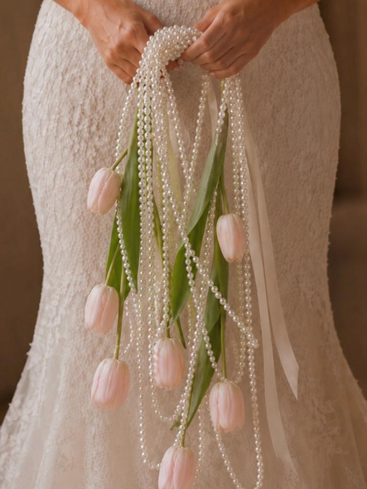 Tulip Pearl Cascading Bridal Flowers