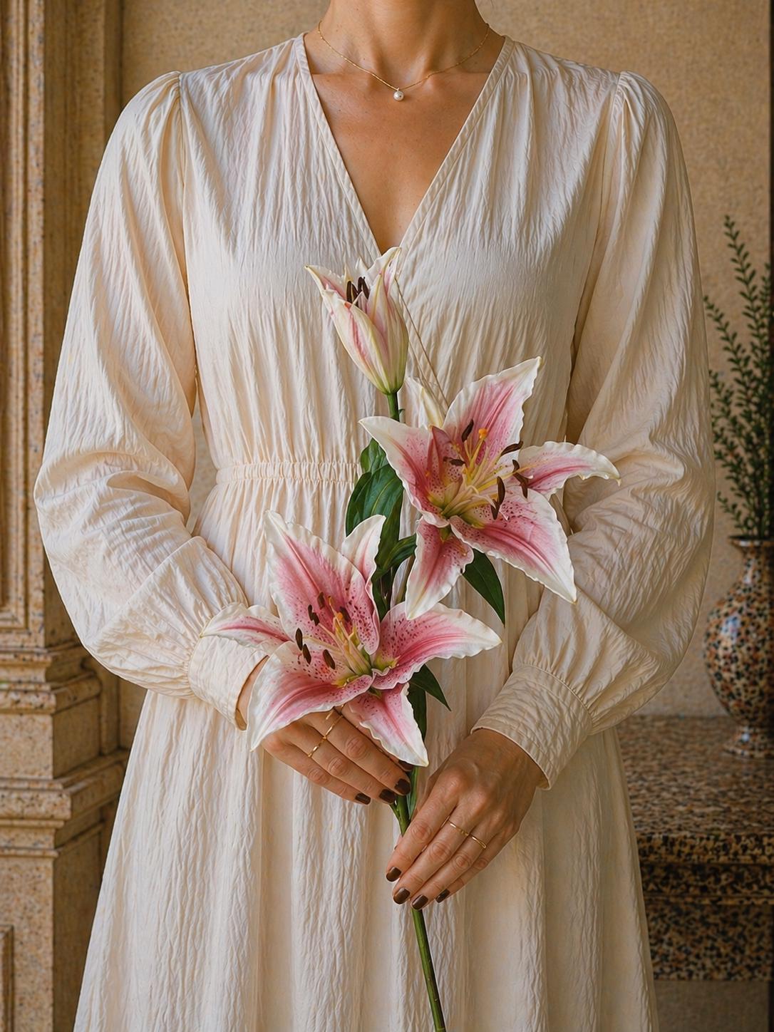 Real Touch Lily Stem, Lifelike Silk Flowers, Wedding Centerpieces, Home Decoration Arrangement