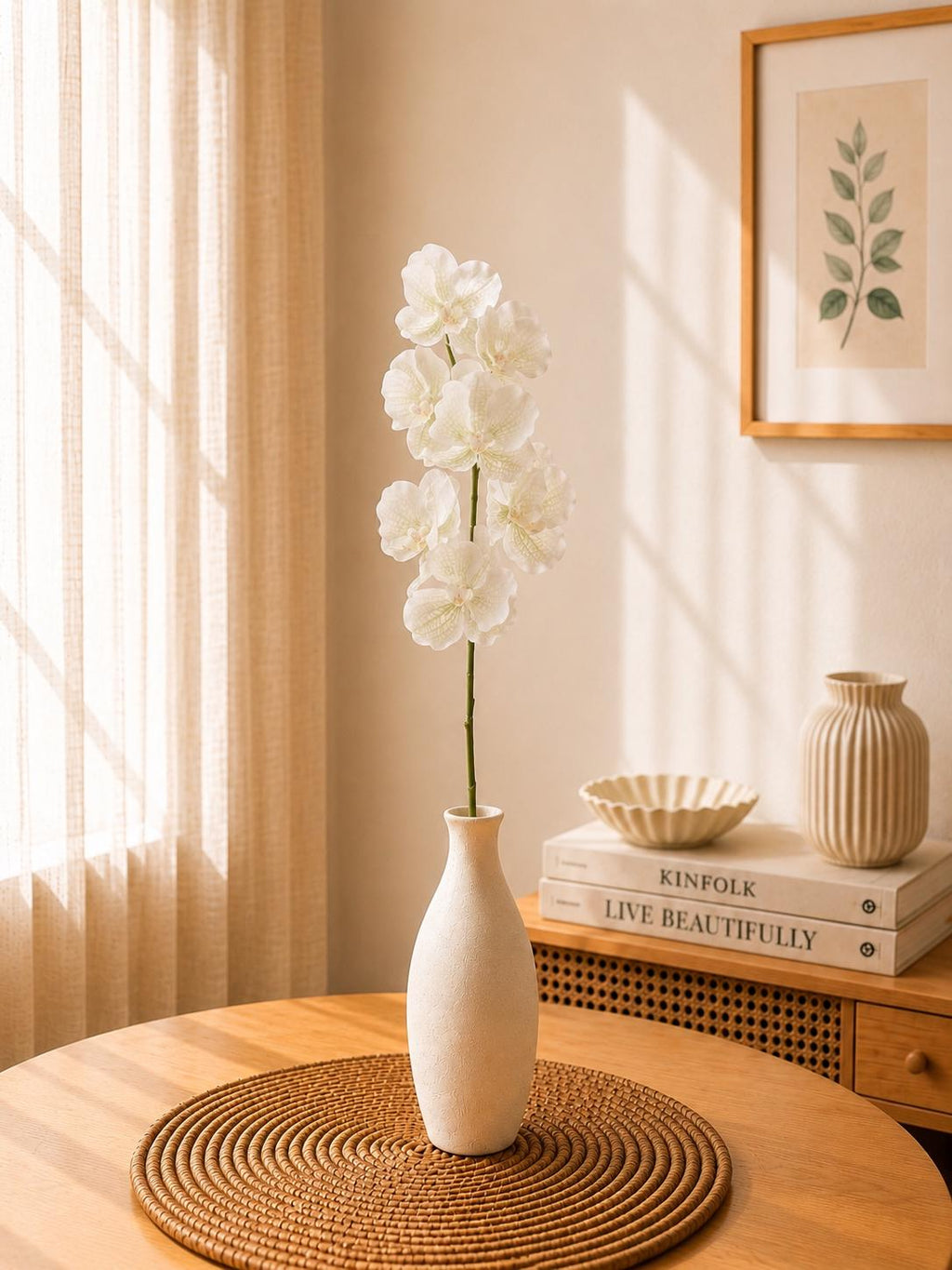 Real Touch Phalaenopsis Orchid Stem Faux Silk Flower for Vase Decor and Wedding Styling