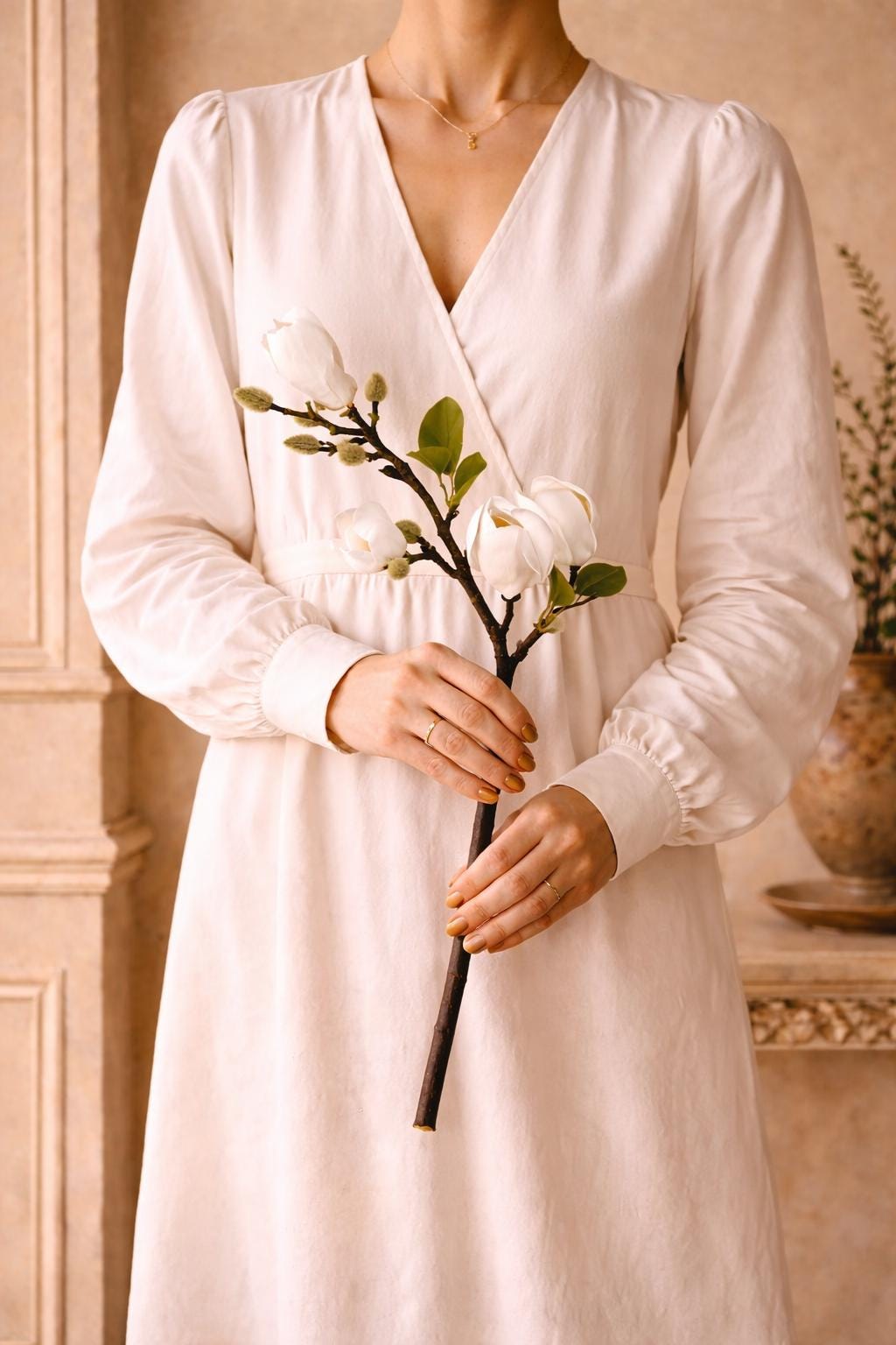 Real Touch Silk Magnolia Flowers | Lifelike Artificial Bouquet for Home Decor