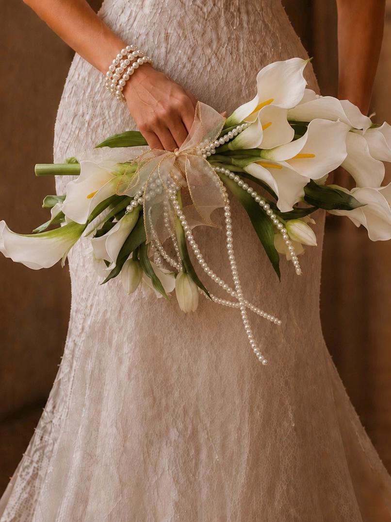 Calla Lily Pearl Bridal Flowers Bouquet