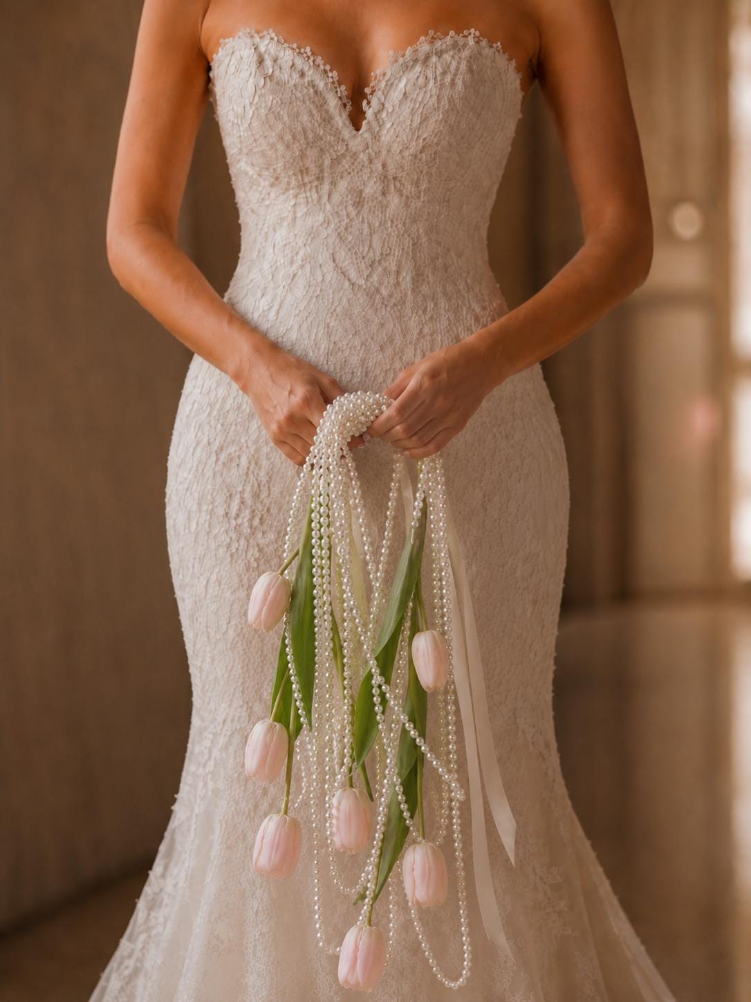 Tulip Pearl Cascading Bridal Flowers