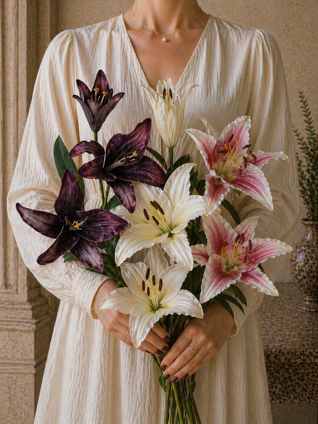 Real Touch Lily Stem, Lifelike Silk Flowers, Wedding Centerpieces, Home Decoration Arrangement