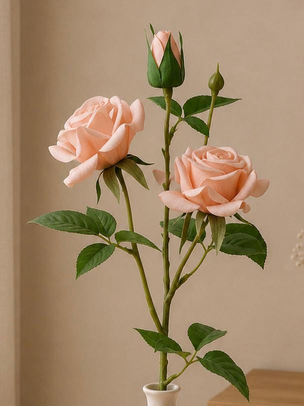 Silk Rose Stem, Romantic Floral Branch, Wedding Home Decor, Photography Props