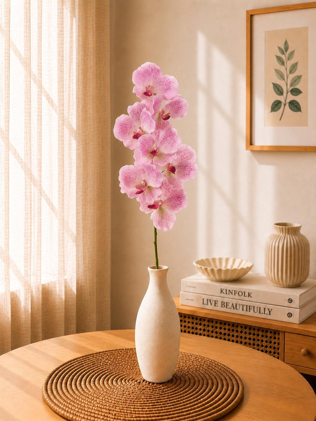 Real Touch Phalaenopsis Orchid Stem Faux Silk Flower for Vase Decor and Wedding Styling