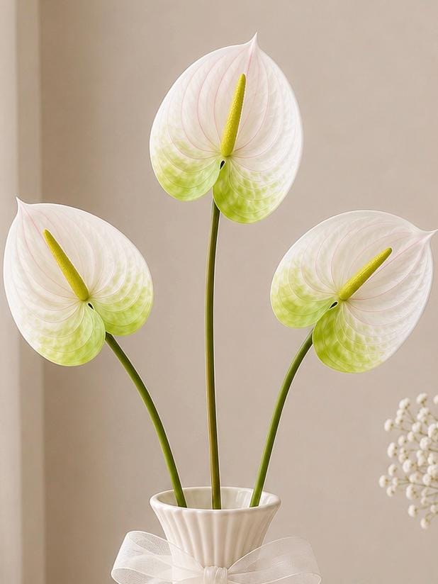 3D Anthurium Faux Flower Artificial Wedding Decor Home Styling Stem