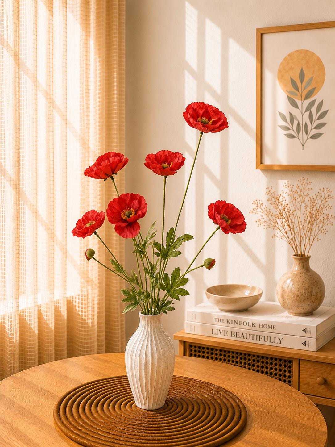 Artificial Flower Stem Faux Floral Branch for Vase Decor Home Styling and Photography Props