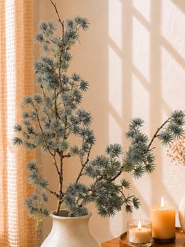 Long Pine Needle Branch Faux Greenery Stem for Vase Decor, Wedding Styling, Home Decor