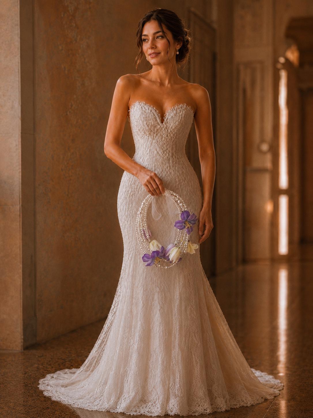 Half Moon Purple Iris Pearl Bridal Flowers Wedding