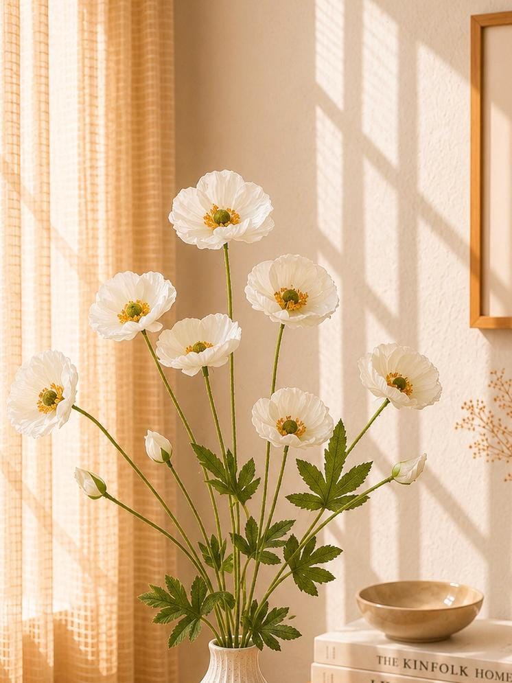 Artificial Flower Stem Faux Floral Branch for Vase Decor Home Styling and Photography Props