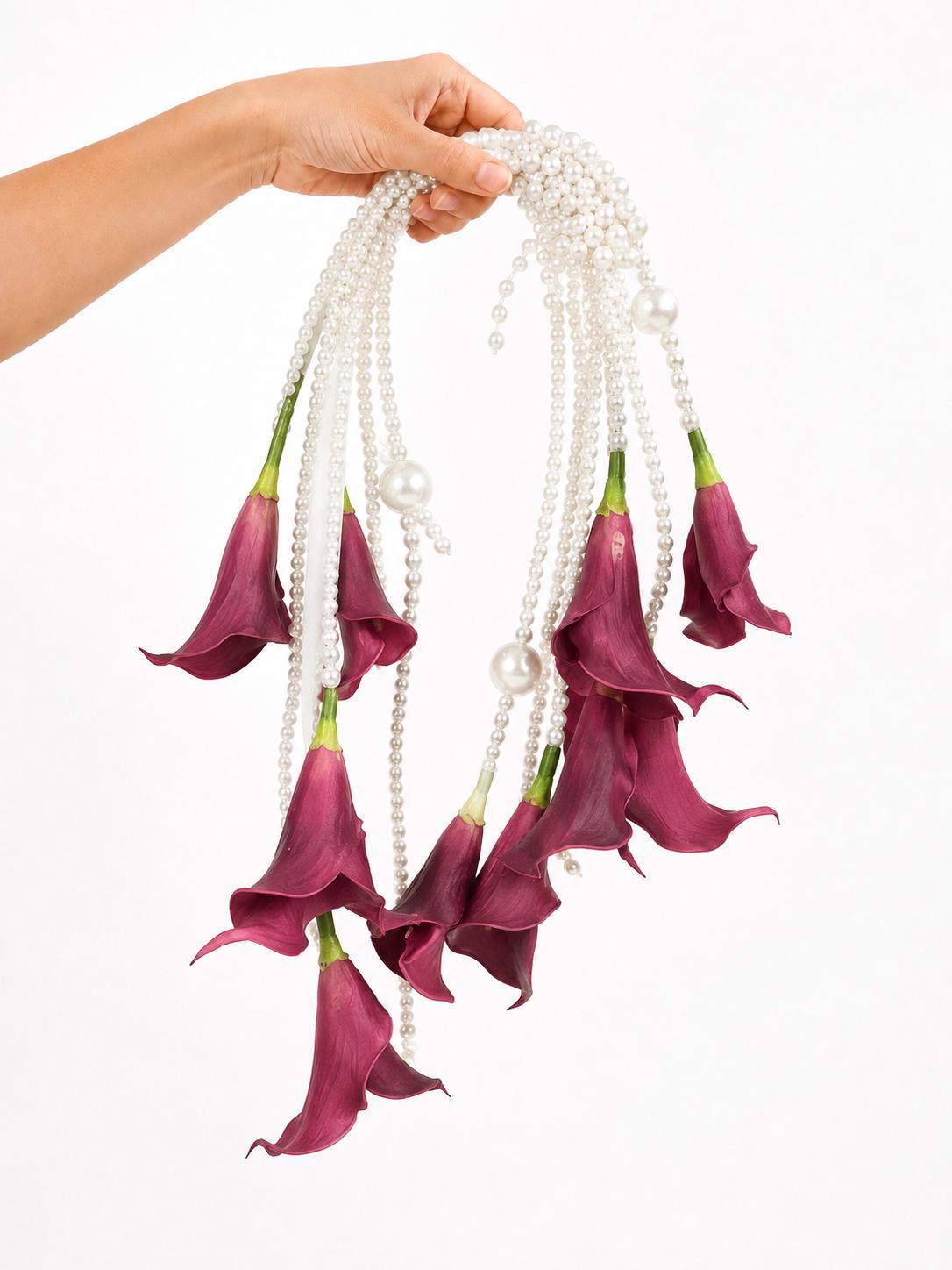 Cascading Pearl Calla Lily Bridal Flowers Bouquet