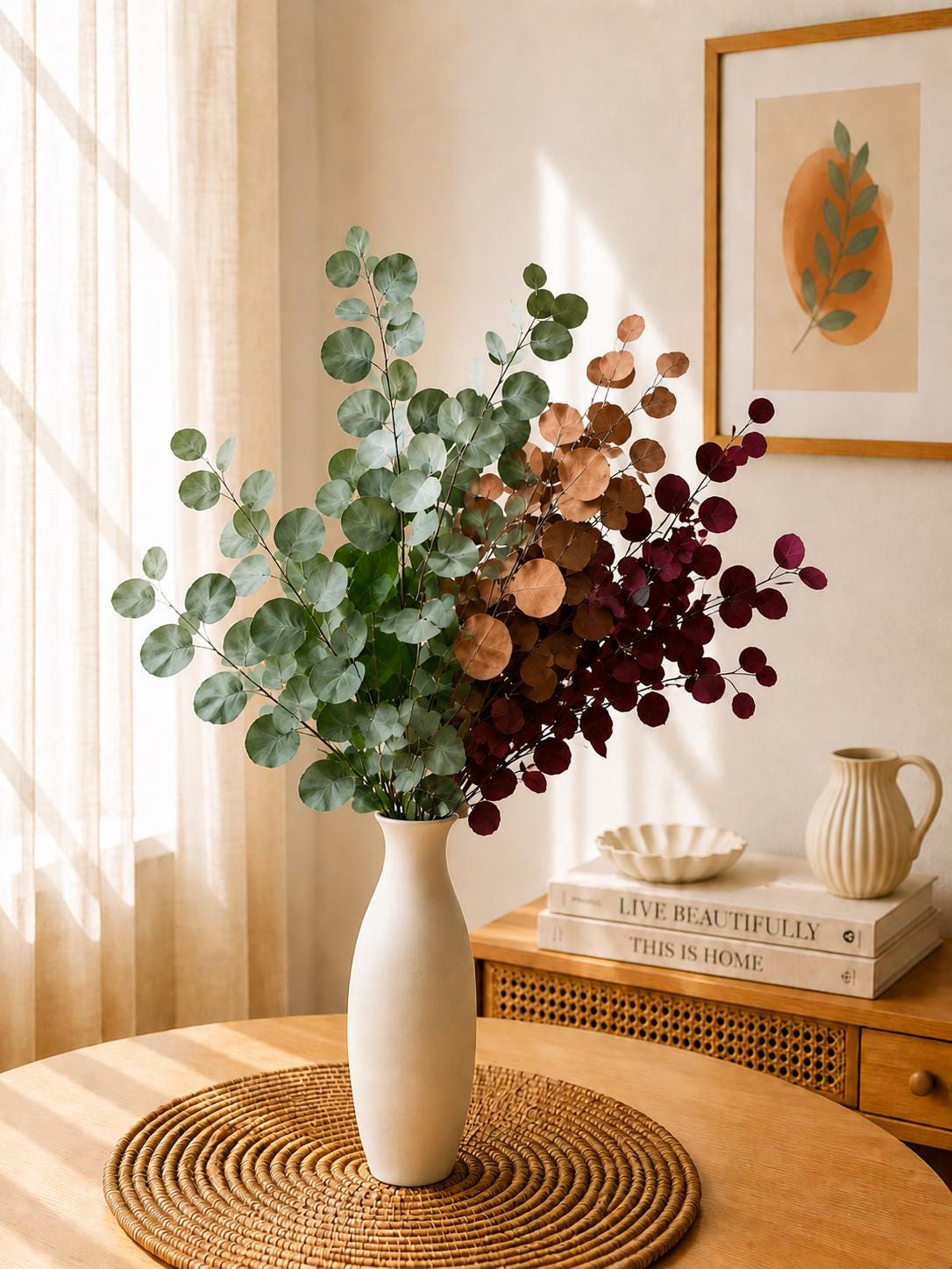 Preserved Eucalyptus Apple Leaves Bunch Dried Greenery for Vase Decor and Wedding Styling