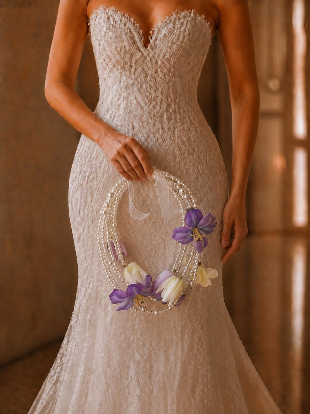 Half Moon Purple Iris Pearl Bridal Flowers Wedding