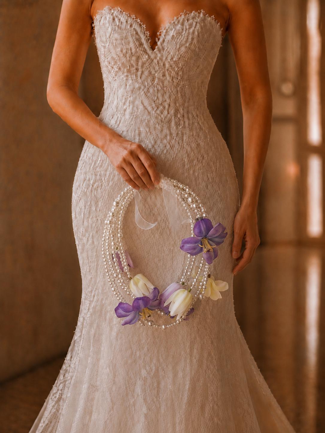 Half Moon Purple Iris Pearl Bridal Flowers Wedding