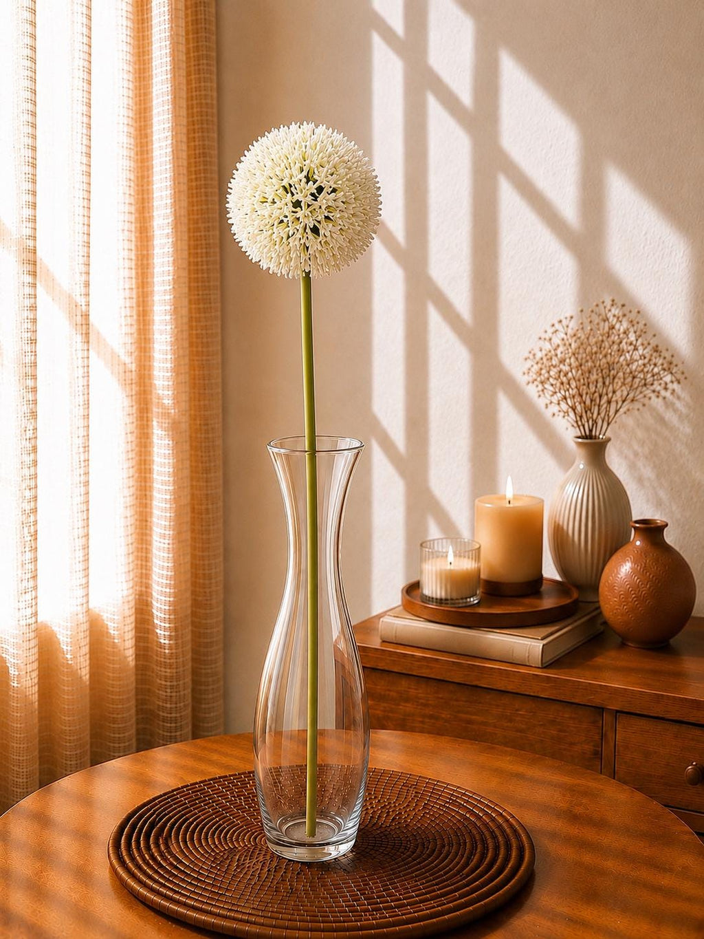 Artificial Dandelion Ball Stem Faux Flower for Vase Decor Wedding Styling and Home Decor