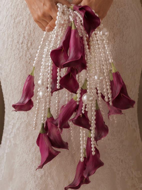 Cascading Pearl Calla Lily Bridal Flowers Bouquet