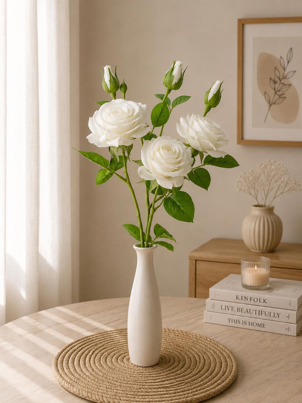 Silk Rose Stem, Romantic Floral Branch, Wedding Home Decor, Photography Props