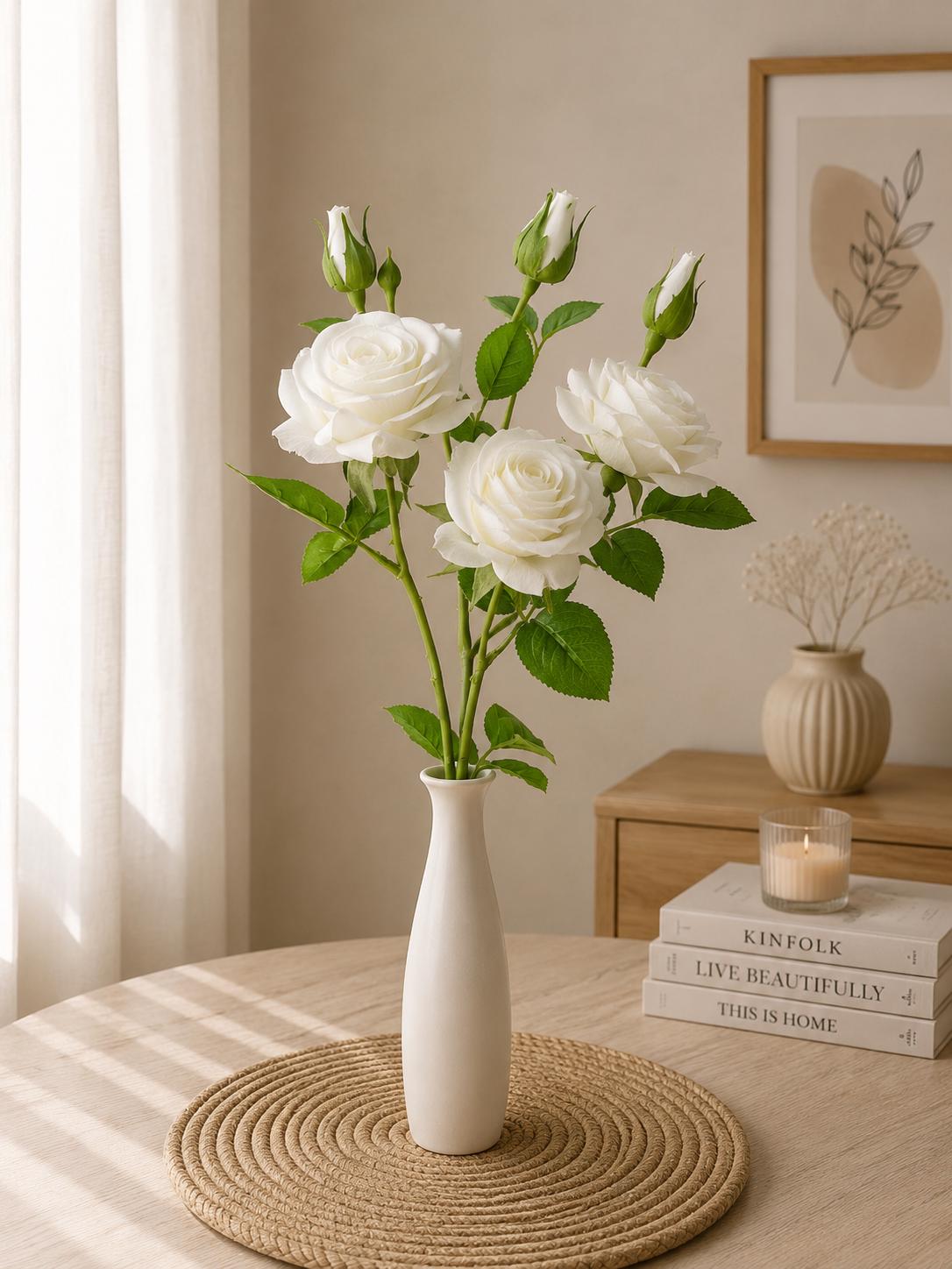 Silk Rose Stem, Romantic Floral Branch, Wedding Home Decor, Photography Props