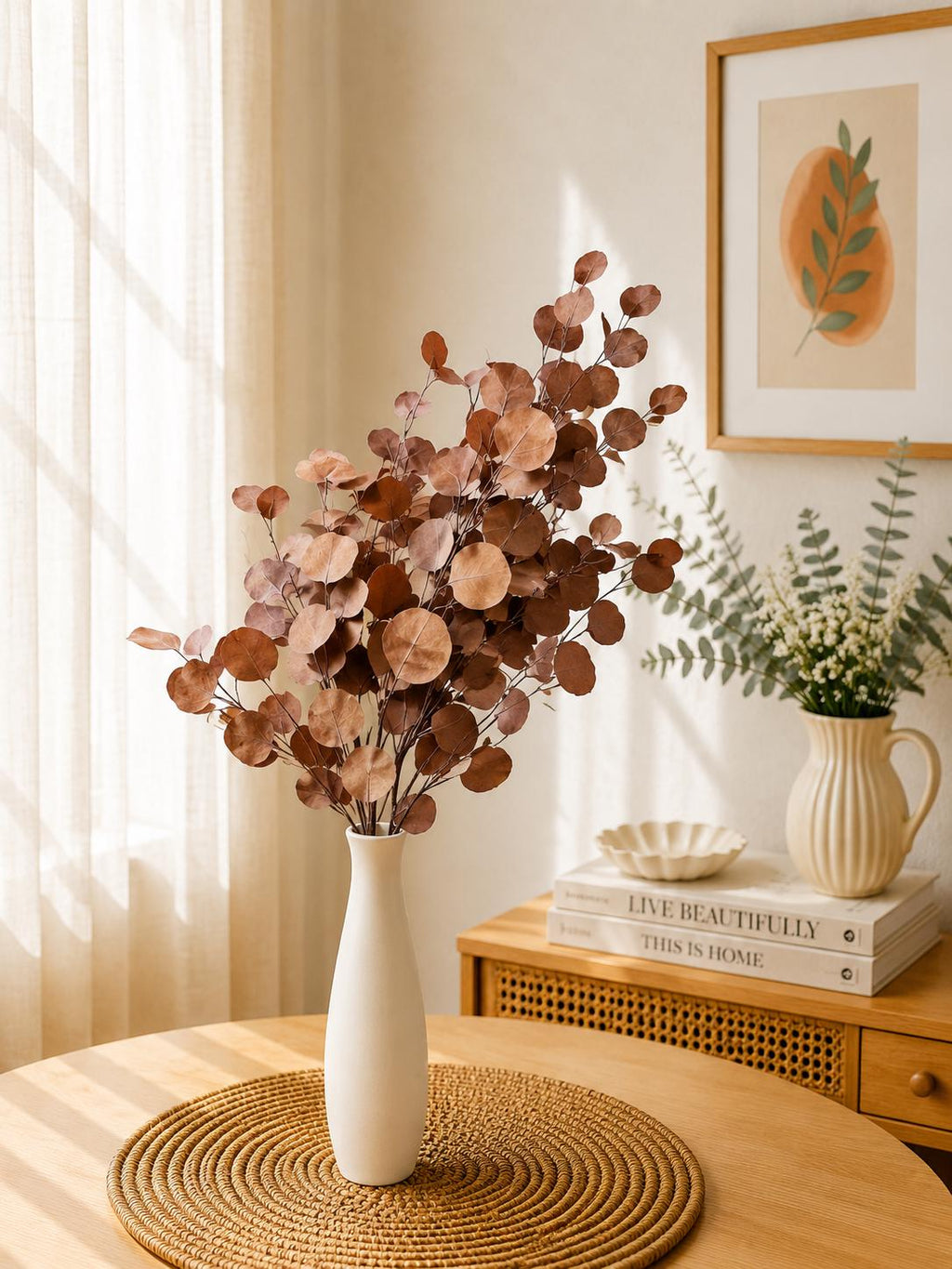 Preserved Eucalyptus Apple Leaves Bunch Dried Greenery for Vase Decor and Wedding Styling