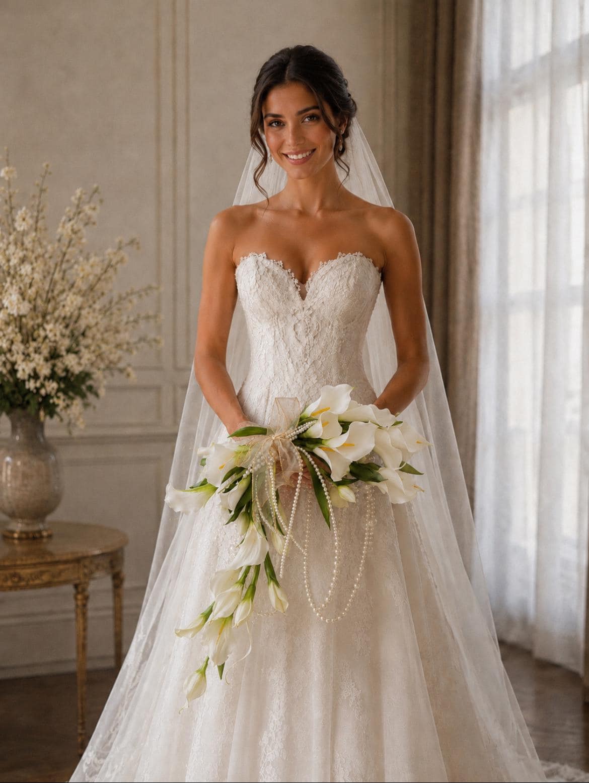 Calla Lily Pearl Bridal Flowers Bouquet