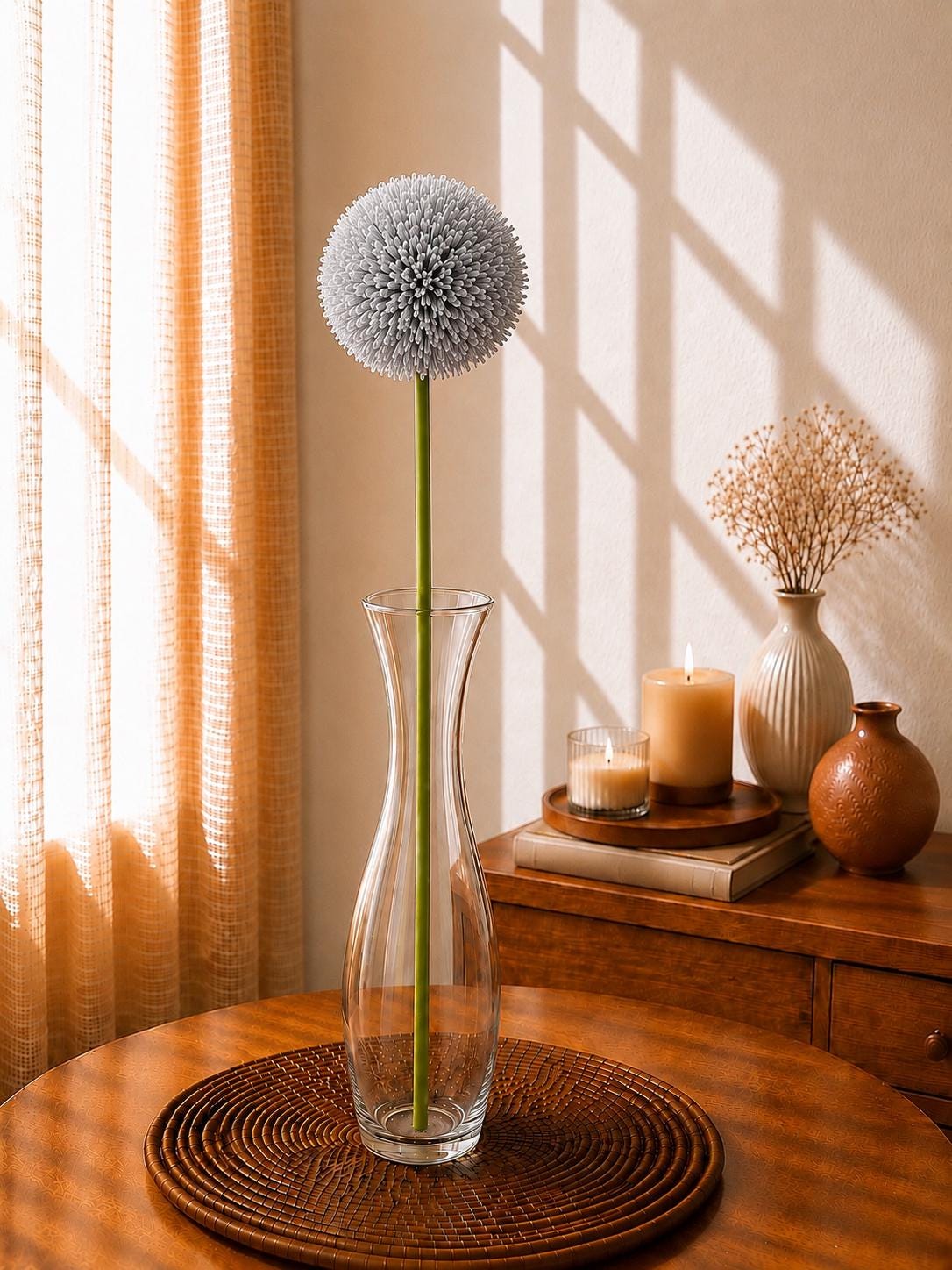 Artificial Dandelion Ball Stem Faux Flower for Vase Decor Wedding Styling and Home Decor