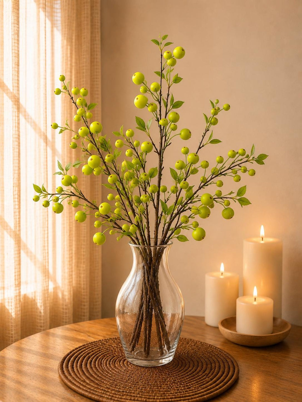 Green Apple Branches Faux Fruit Stems