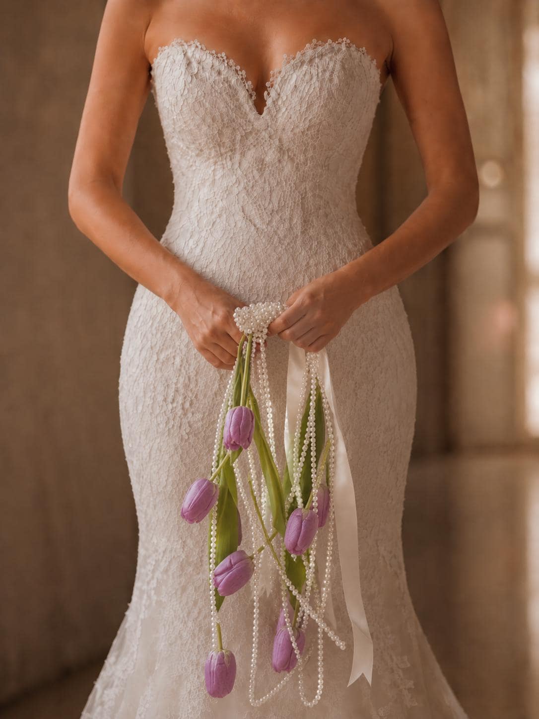 Tulip Pearl Cascading Bridal Flowers