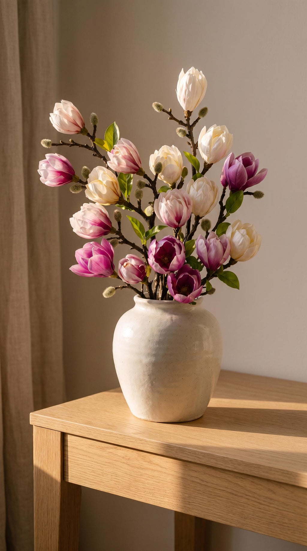 Real Touch Silk Magnolia Flowers | Lifelike Artificial Bouquet for Home Decor