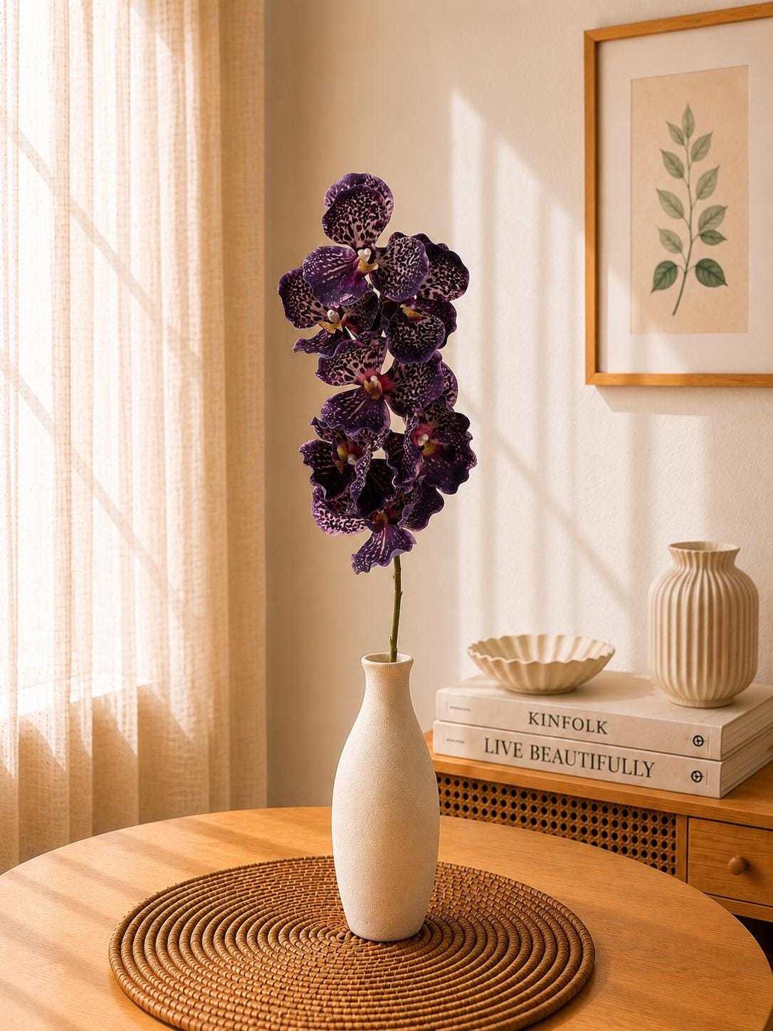 Real Touch Phalaenopsis Orchid Stem Faux Silk Flower for Vase Decor and Wedding Styling