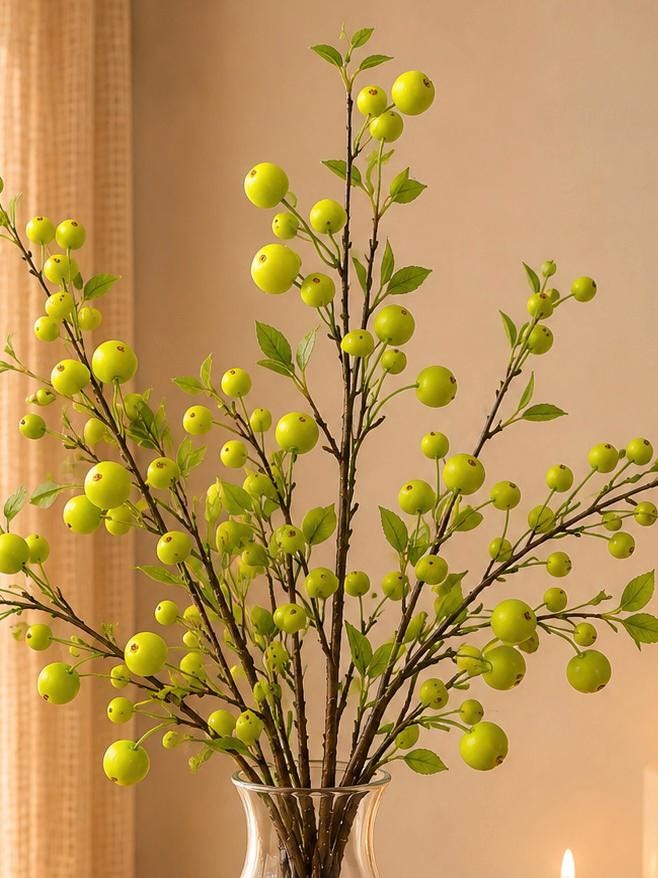 Green Apple Branches Faux Fruit Stems