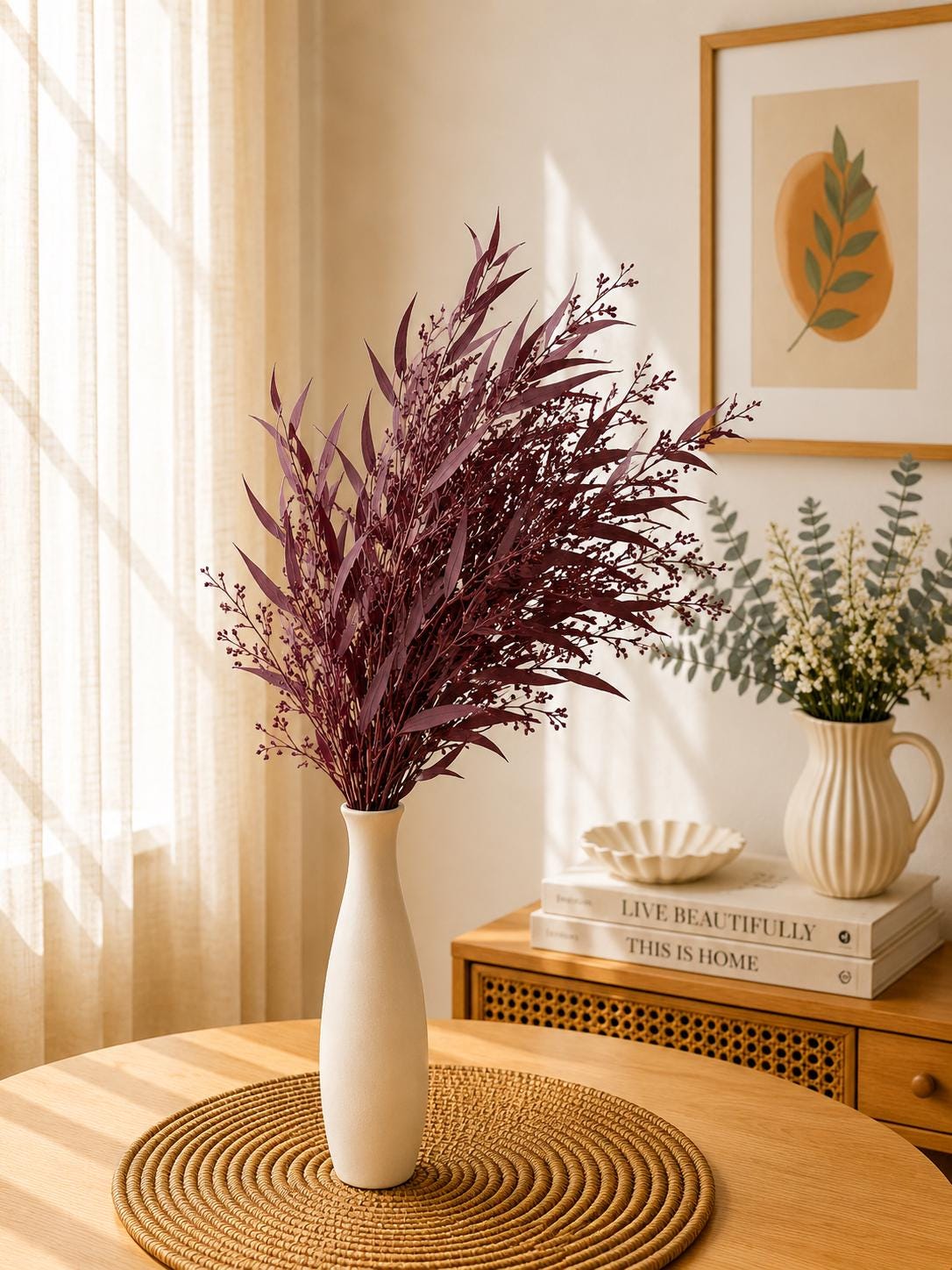 Preserved Millet Leaves Bunch Dried Greenery for Vase Decor and Home Styling