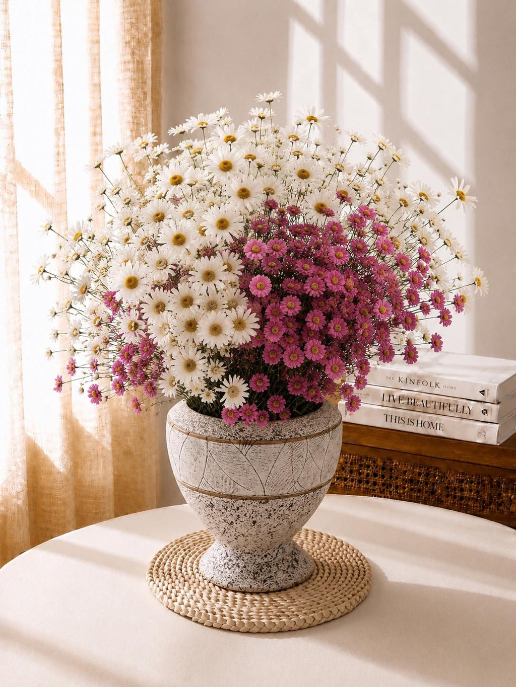 Bundle Dried Daisy Bouquet Preserved Wildflower Stems Rustic Floral Home Decor