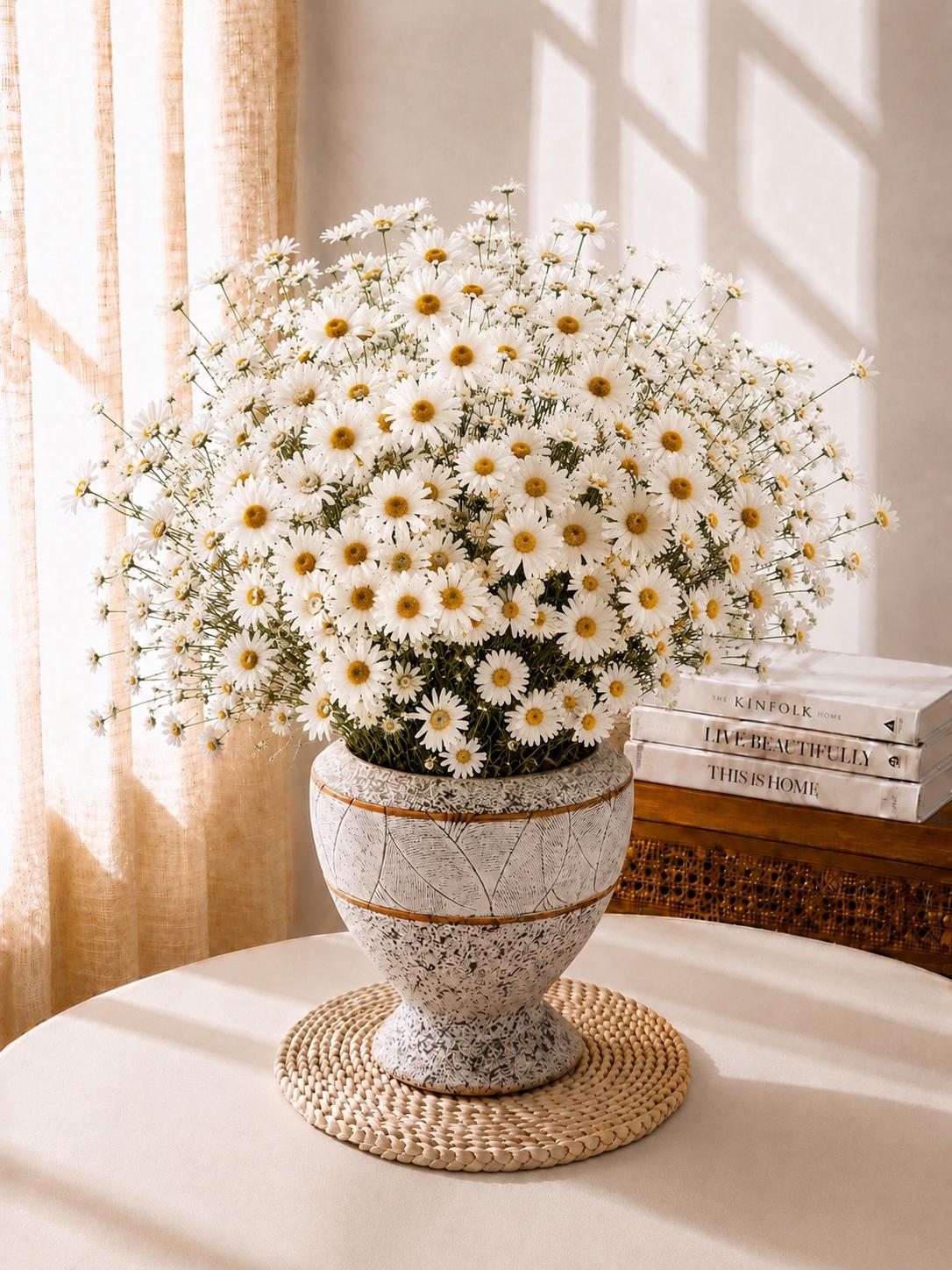Bundle Dried Daisy Bouquet Preserved Wildflower Stems Rustic Floral Home Decor