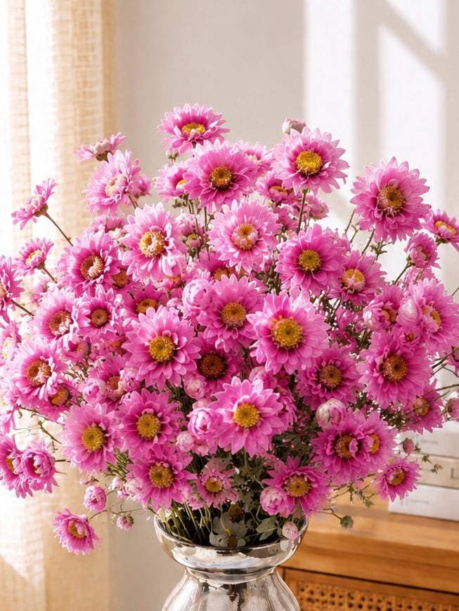 Pink White Dried Daisy Bouquet, Natural Flowers for Vase Decor, Wedding Styling, Home Arrangements