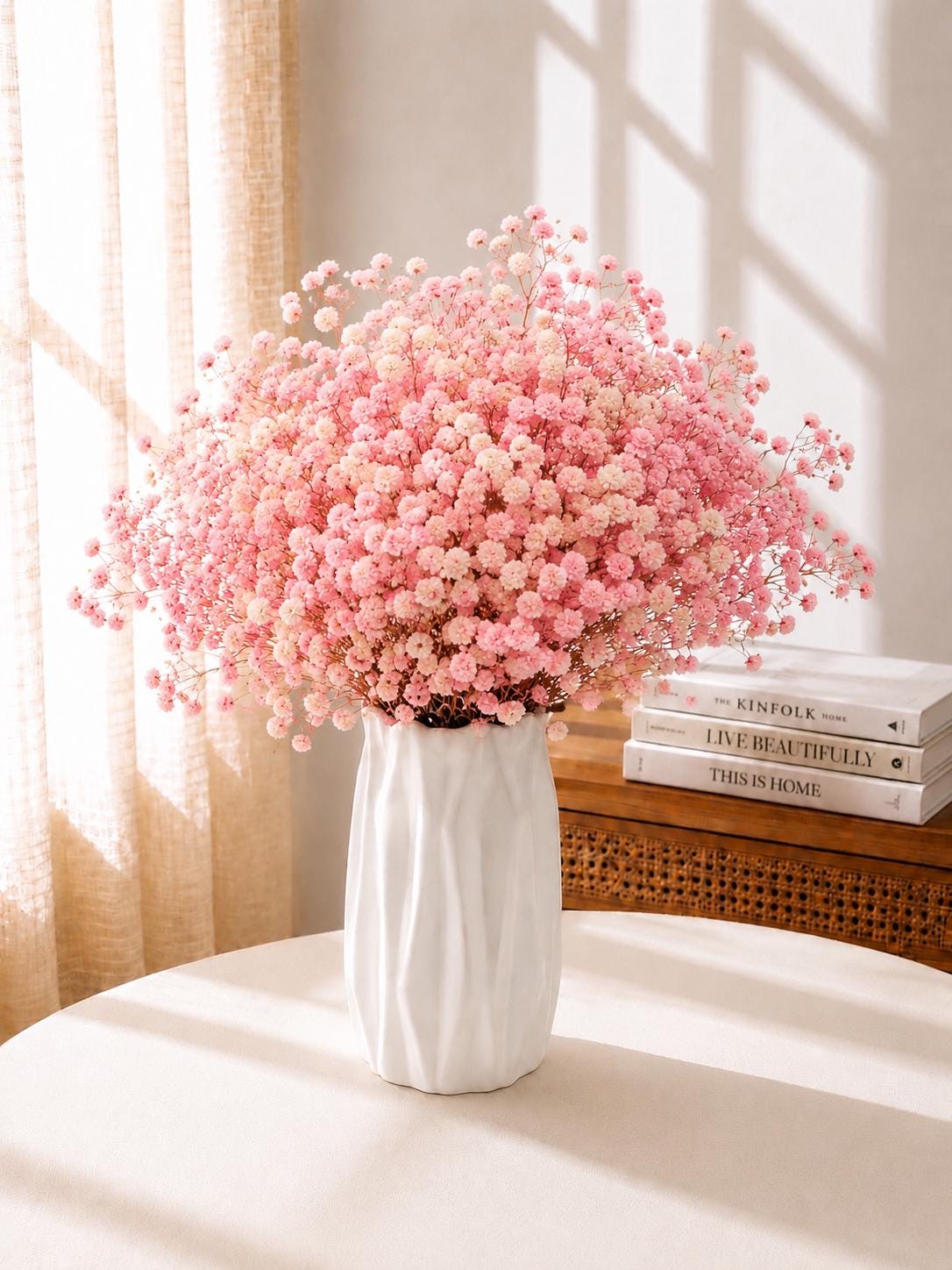 Dried Baby’s Breath Bouquet Preserved Gypsophila Flowers Pastel Floral Decor