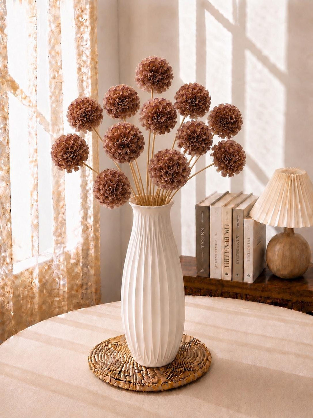 10 Stems Dried Scabiosa Pods Bouquet Preserved Natural Botanical Stems Floral Decor