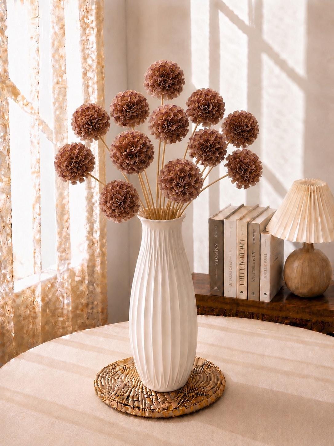 10 Stems Dried Scabiosa Pods Bouquet Preserved Natural Botanical Stems Floral Decor