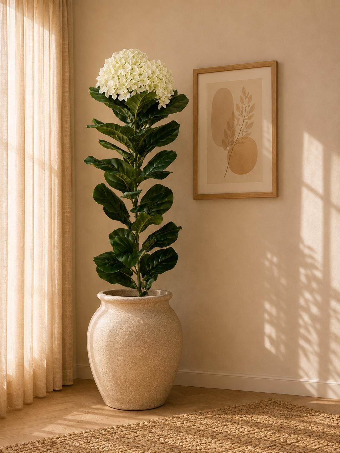 Artificial Hydrangea Tree, Realistic Faux Floral Plant, Indoor Home Décor (50-150cm)
